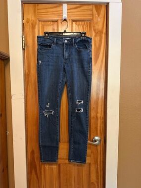 Levi's Dark Blue Ripped 711 Skinny Jeans